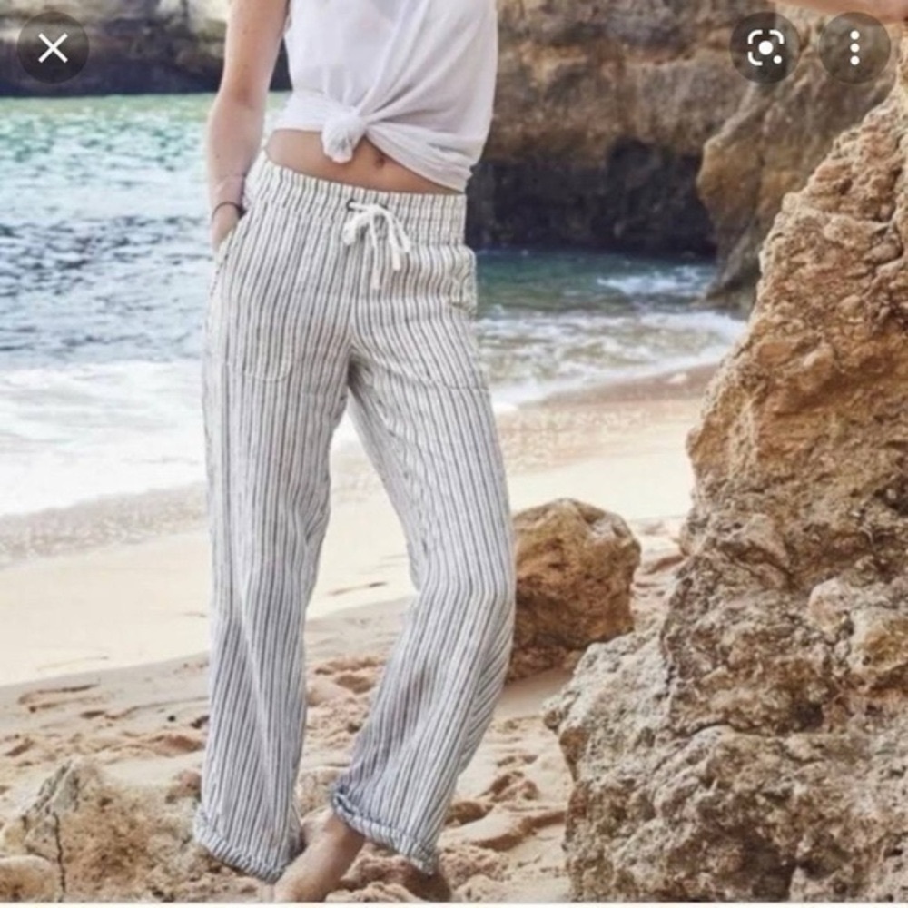 Athleta 100% Linen Herringbone Striped Pants. Size 14. - Picture 14 of 14
